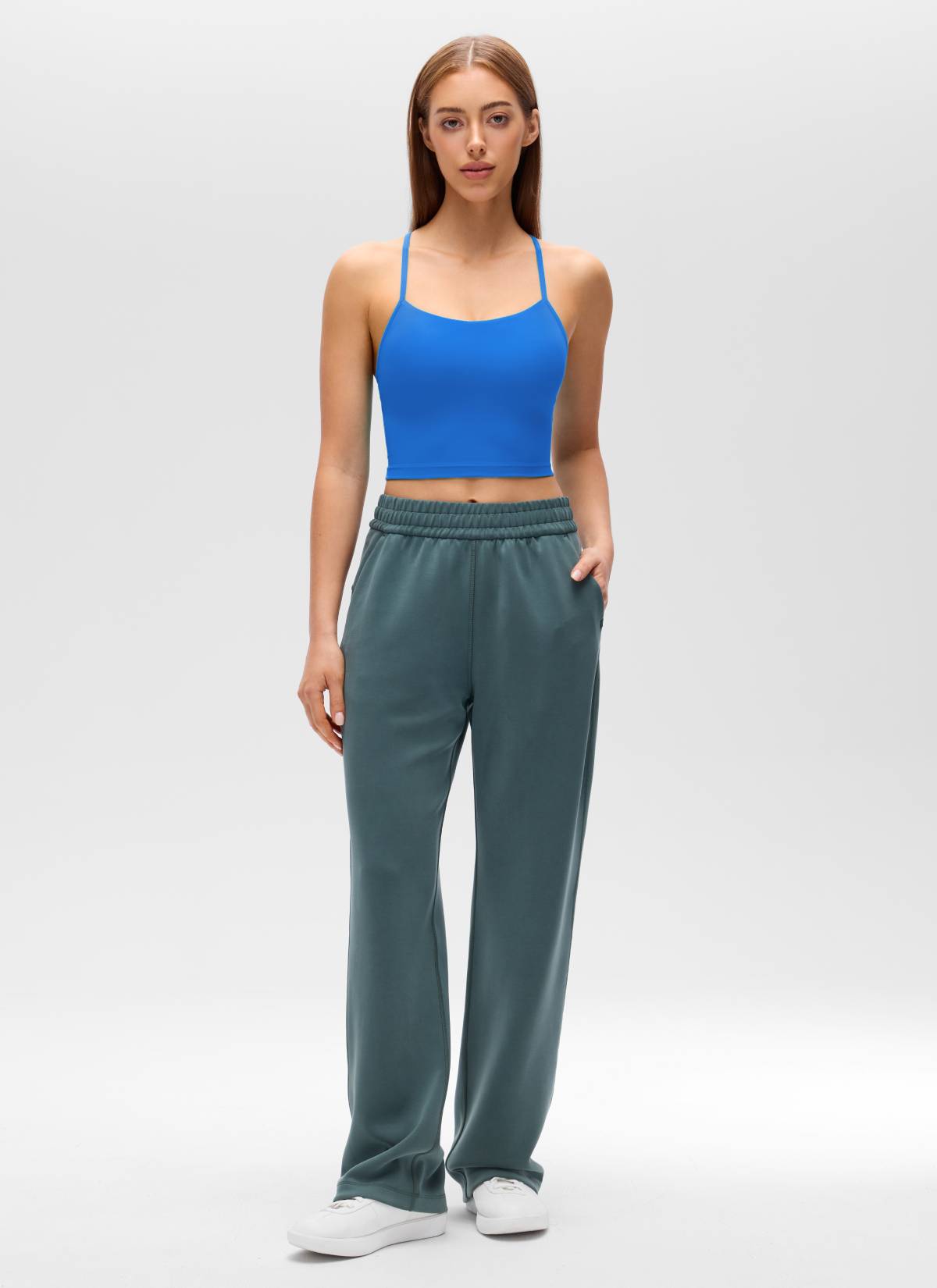 CRZ YOGA Butterluxe Tank Deportivo Largo con Espalda en Y para Mujer Azul Destello