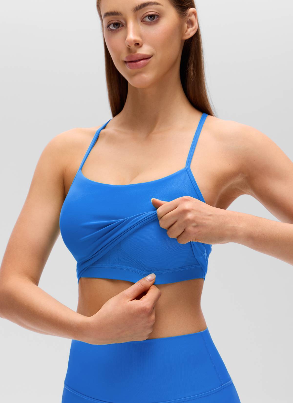 CRZ YOGA Butterluxe Tank Deportivo Largo con Espalda en Y para Mujer Azul Destello