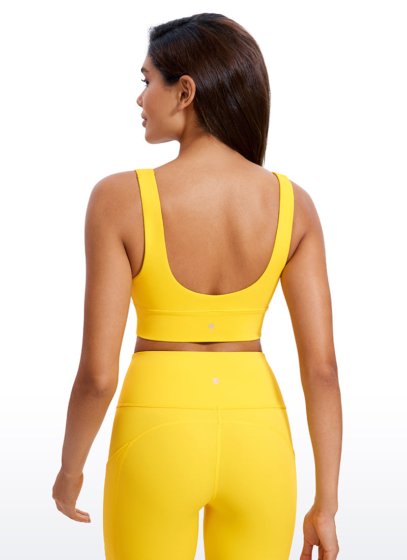 CRZ YOGA Butterluxe Sujetador Deportivo Largo con Cuello en V Profundo Amarillo Alta Visibilidad