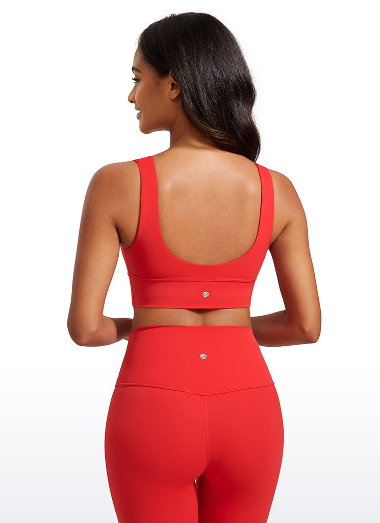 CRZ YOGA Butterluxe Sujetador Deportivo Largo con Cuello en V Profundo Rojo Profundo