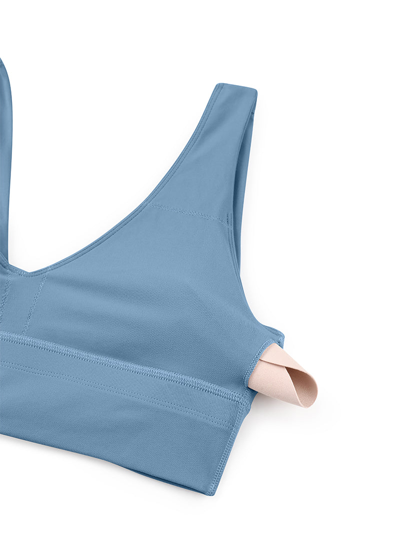 CRZ YOGA Butterluxe Sujetador Deportivo Largo con Cuello en V Profundo Universo Azul