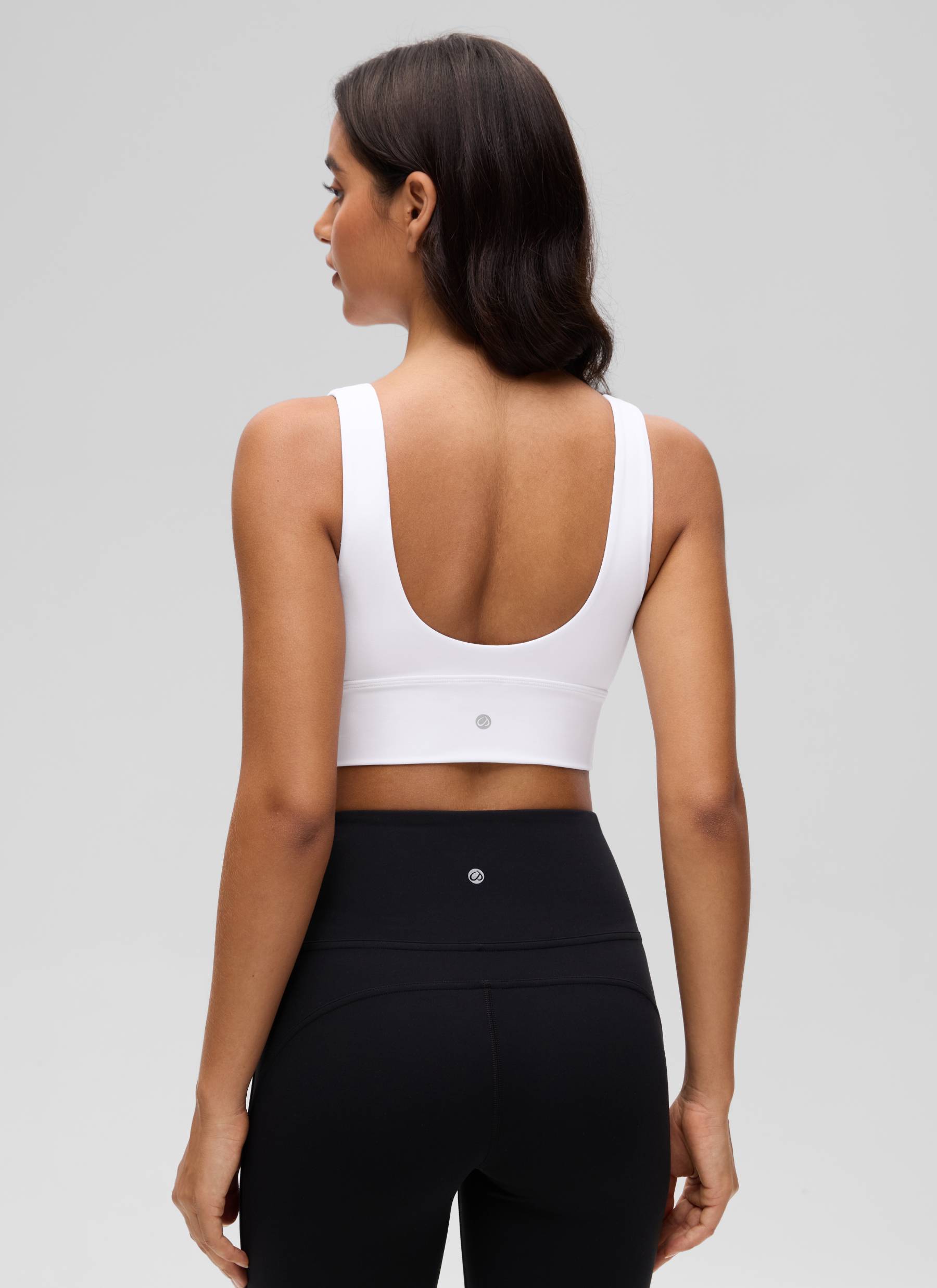CRZ YOGA Butterluxe Sujetador Deportivo Largo con Cuello en V Profundo blanco
