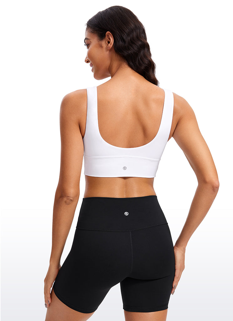 CRZ YOGA Butterluxe Sujetador Deportivo Largo con Cuello en V Profundo blanco