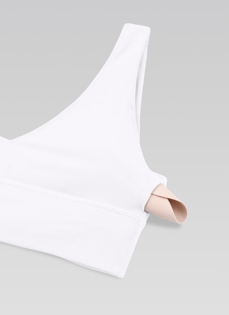 CRZ YOGA Butterluxe Sujetador Deportivo Largo con Cuello en V Profundo blanco