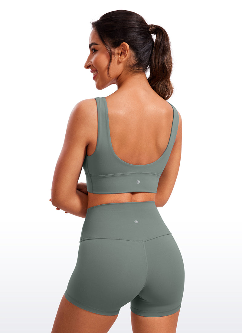 CRZ YOGA Butterluxe Sujetador Deportivo Largo con Cuello en V Profundo Salvia gris