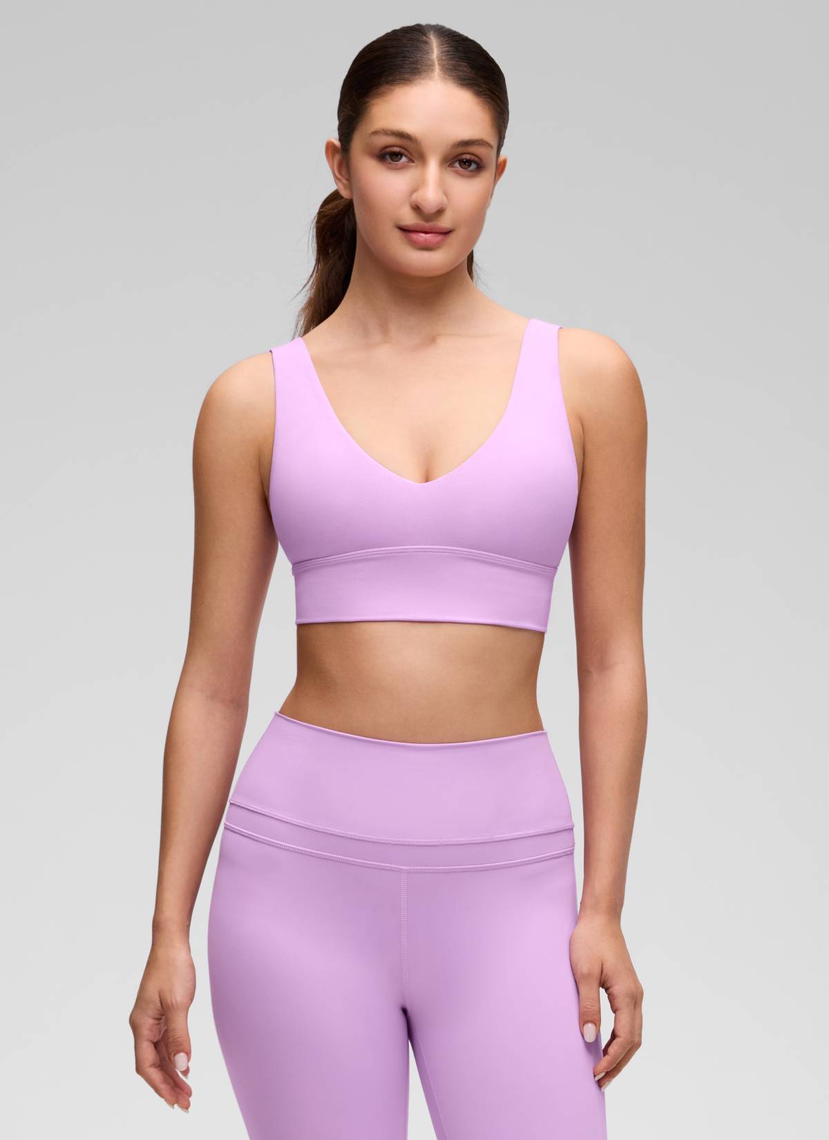 CRZ YOGA Butterluxe Sujetador Deportivo Largo con Cuello en V Profundo Lila