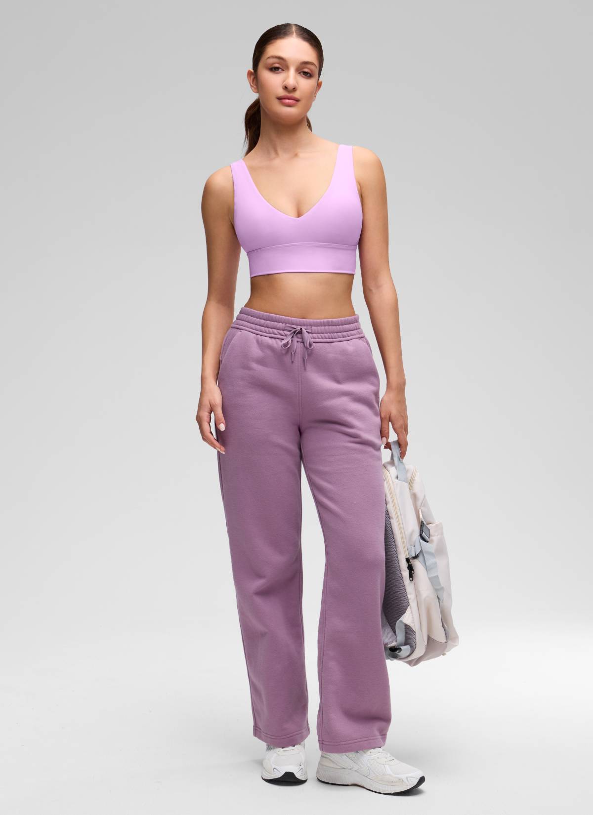 CRZ YOGA Butterluxe Sujetador Deportivo Largo con Cuello en V Profundo Lila