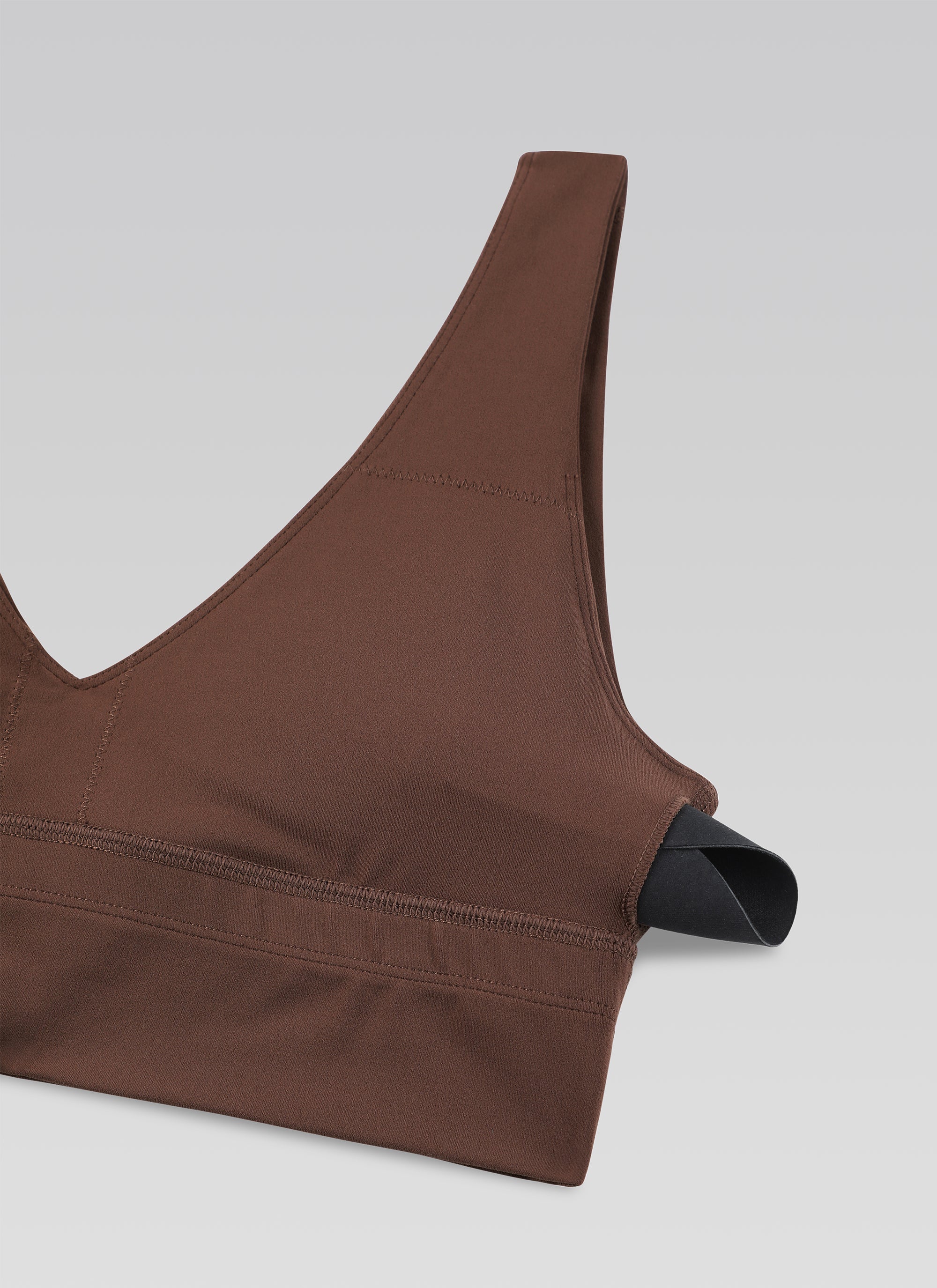 CRZ YOGA Butterluxe Sujetador Deportivo Largo con Cuello en V Profundo Café Morena