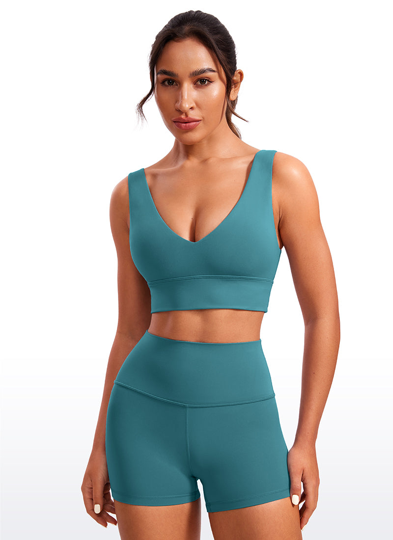 CRZ YOGA Butterluxe Sujetador Deportivo Largo con Cuello en V Profundo Jade Verde