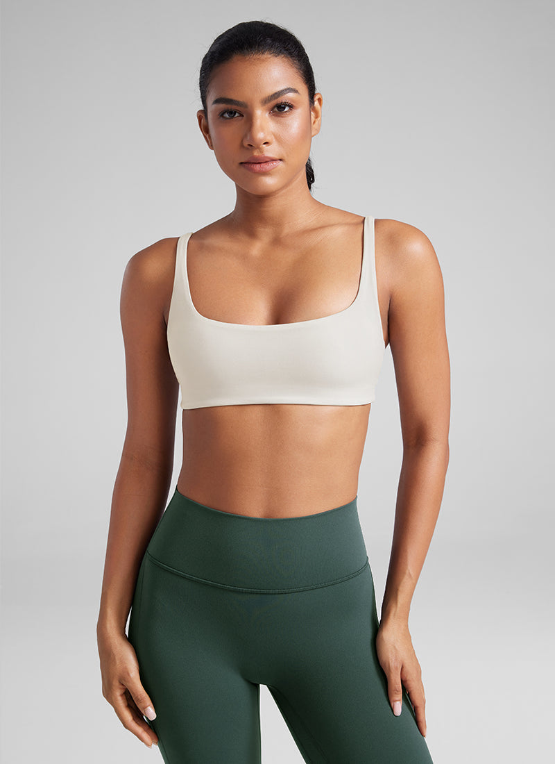 CRZ YOGA Butterluxe Sujetador Mini con Acolchado y Escote Cuadrado Blanca Lechosa