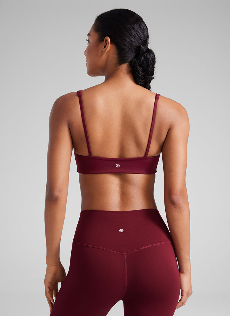 CRZ YOGA Butterluxe Sujetador Mini con Acolchado y Escote Cuadrado Merlot Rojo