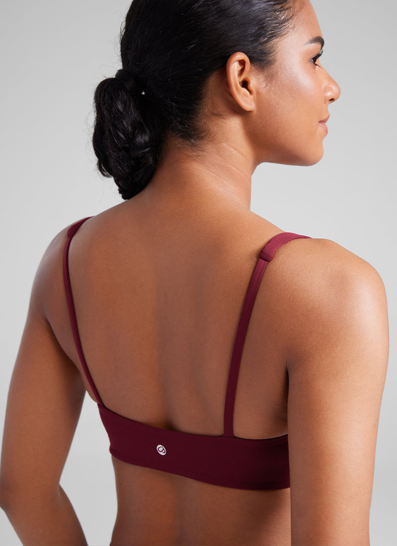 CRZ YOGA Butterluxe Sujetador Mini con Acolchado y Escote Cuadrado Merlot Rojo