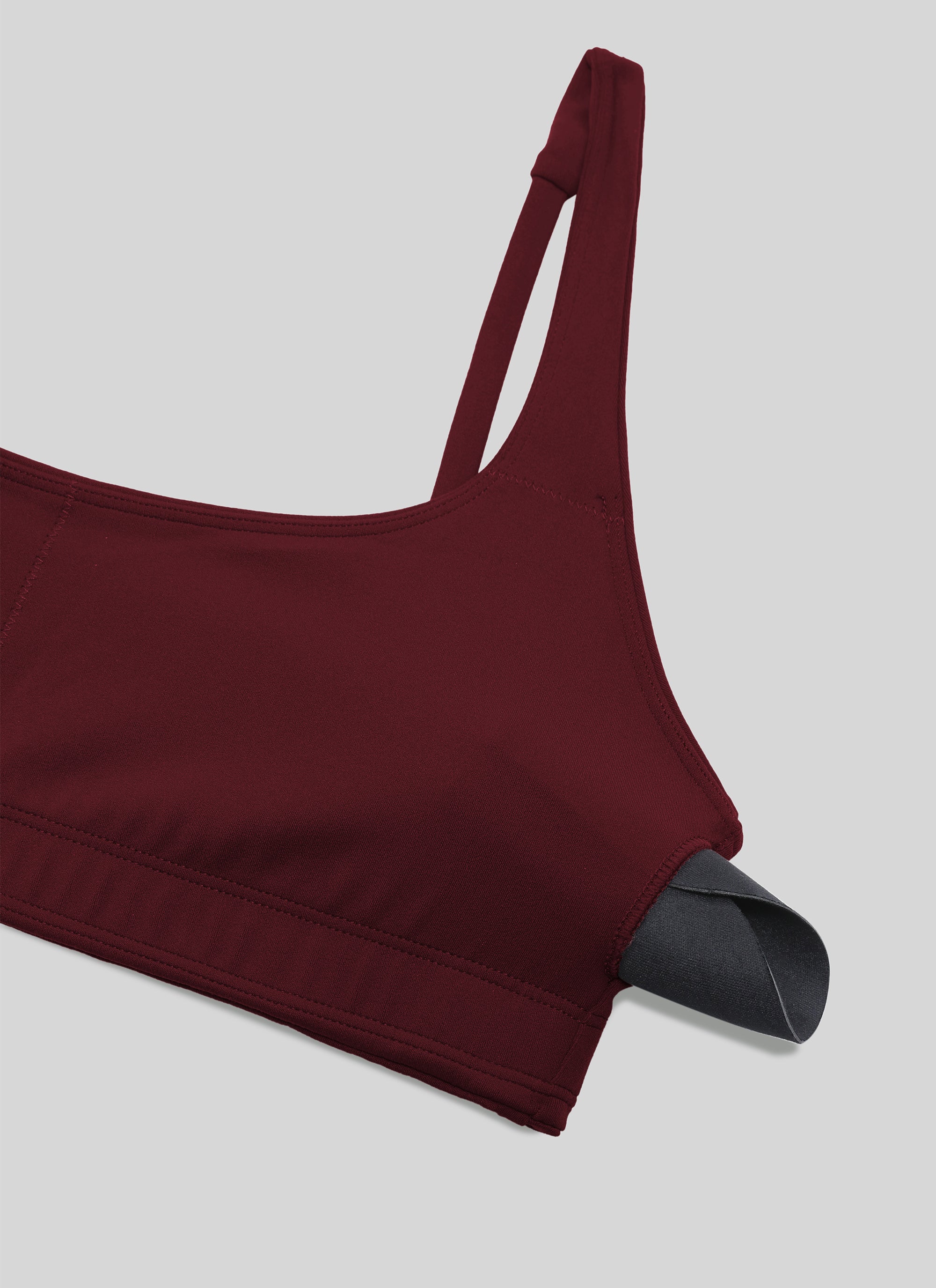 CRZ YOGA Butterluxe Sujetador Mini con Acolchado y Escote Cuadrado Merlot Rojo