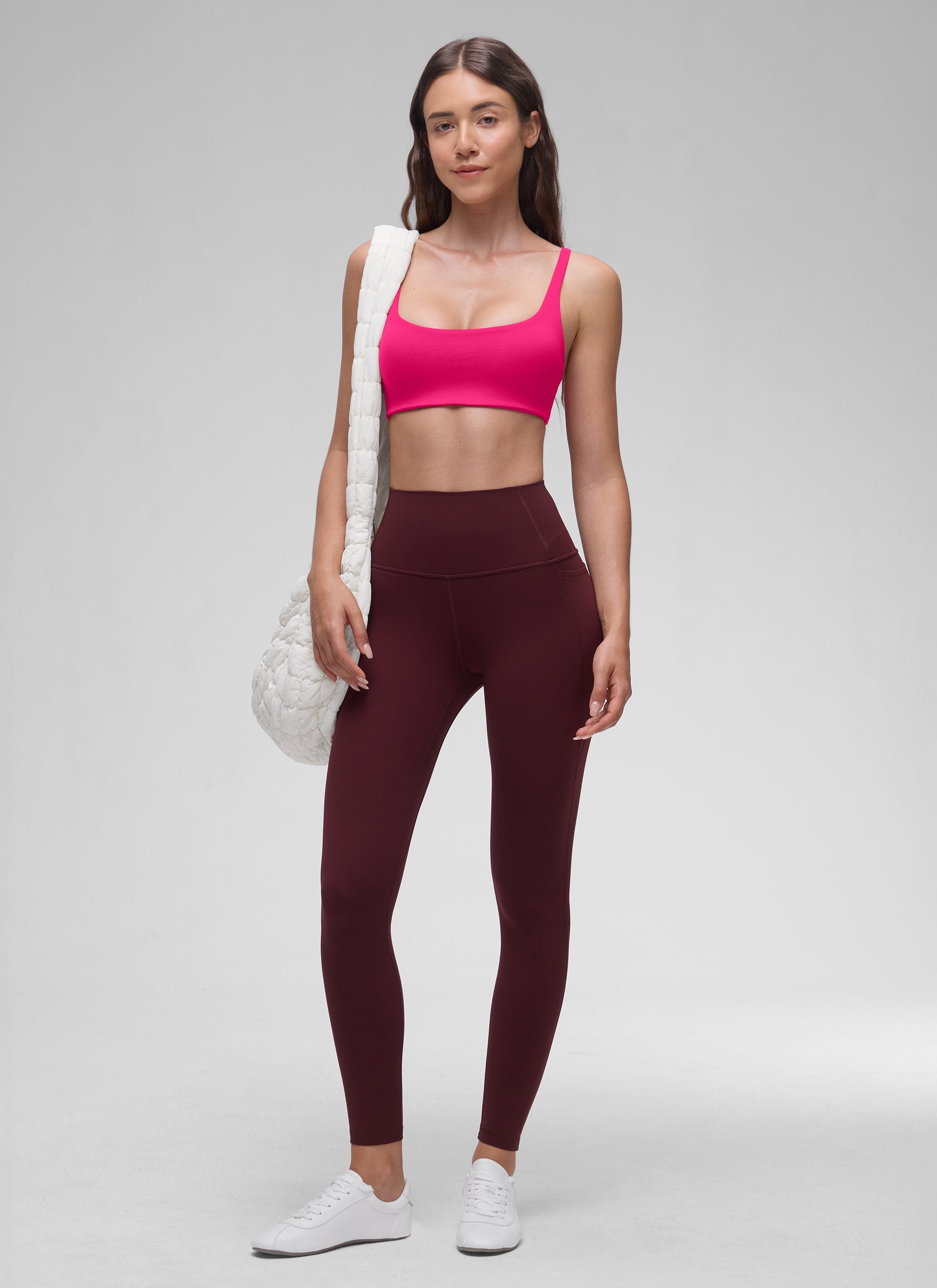 CRZ YOGA Butterluxe Sujetador Mini con Acolchado y Escote Cuadrado Granito Rosa