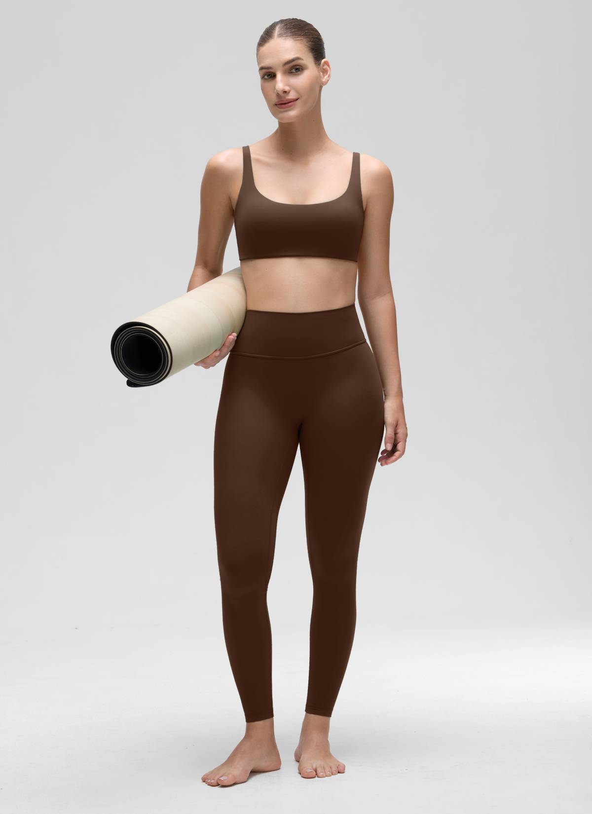 CRZ YOGA Butterluxe Sujetador Mini con Acolchado y Escote Cuadrado Marrón Lava