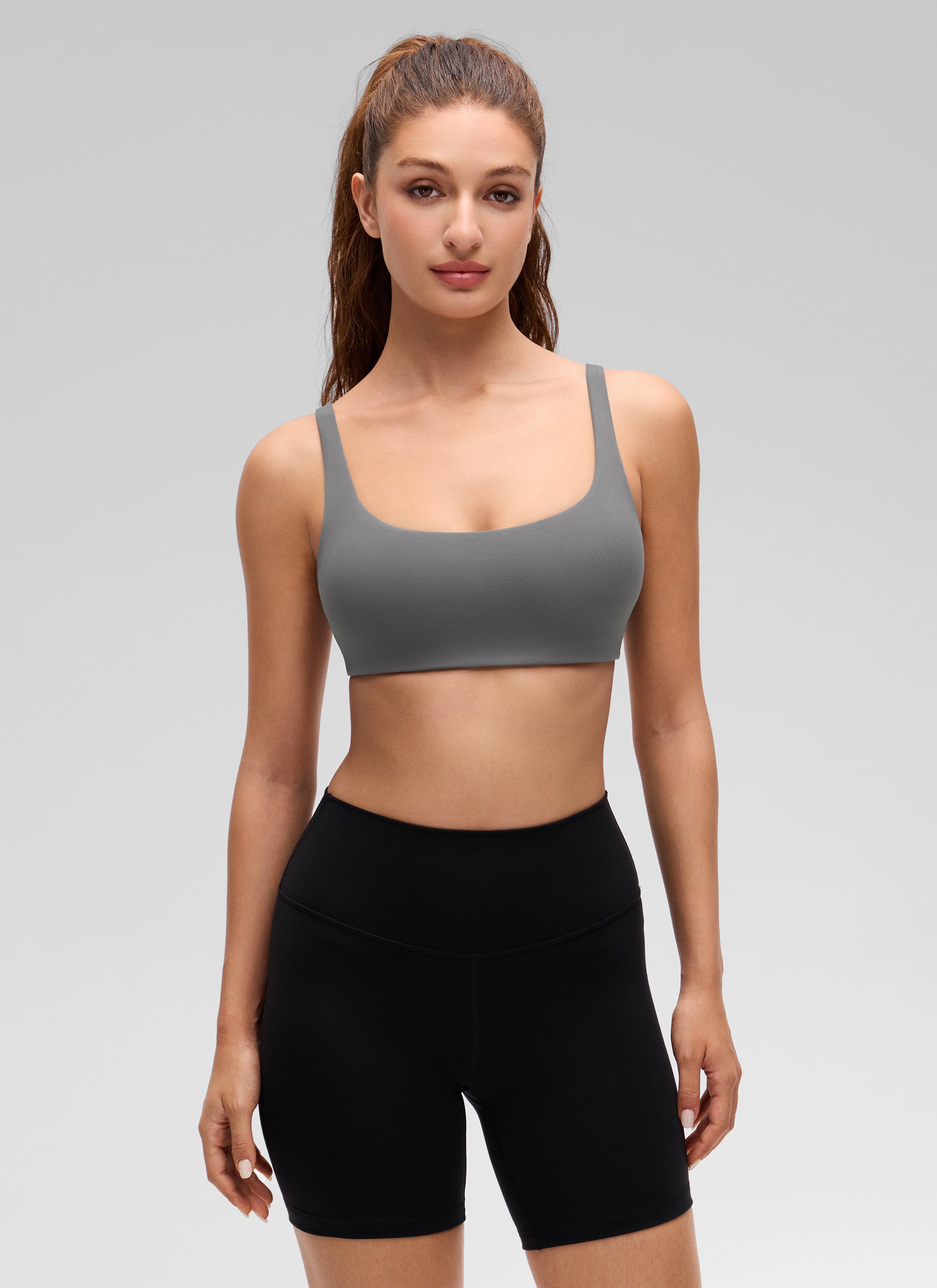 CRZ YOGA Butterluxe Sujetador Mini con Acolchado y Escote Cuadrado Gris ceniza