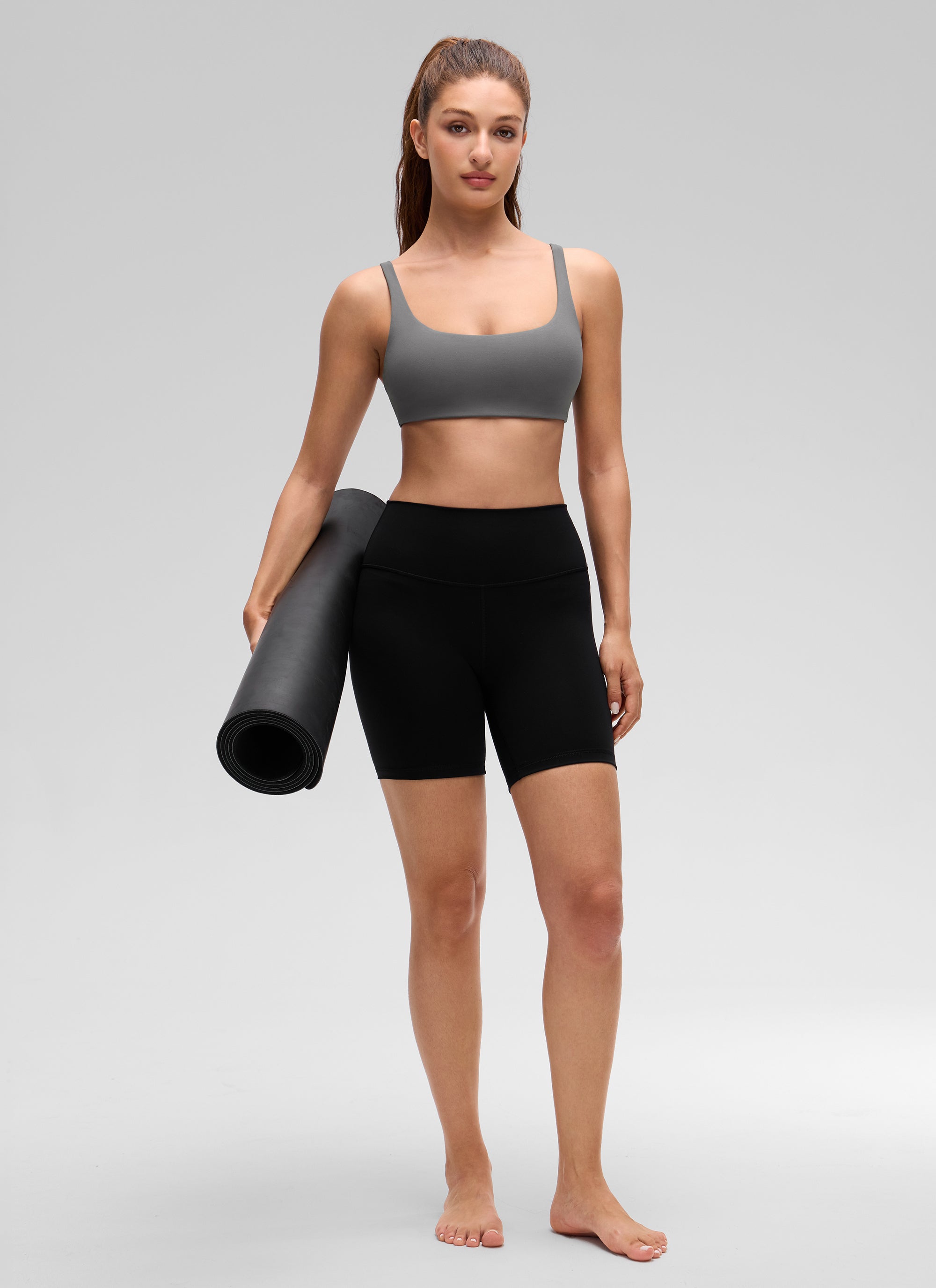 CRZ YOGA Butterluxe Sujetador Mini con Acolchado y Escote Cuadrado Gris ceniza