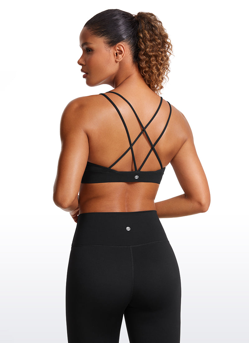 CRZ YOGA Sujetador de Yoga Butterluxe para Mujer de Soporte Ligero Negro