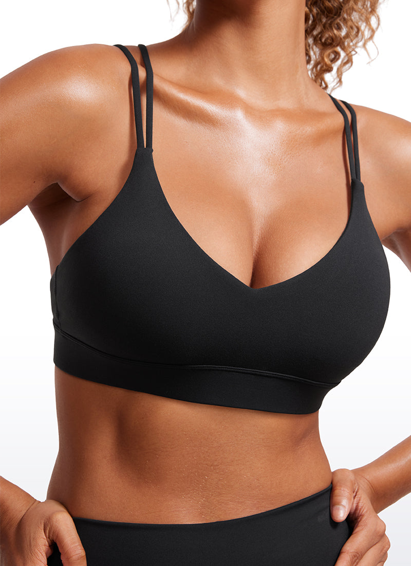 CRZ YOGA Sujetador de Yoga Butterluxe para Mujer de Soporte Ligero Negro