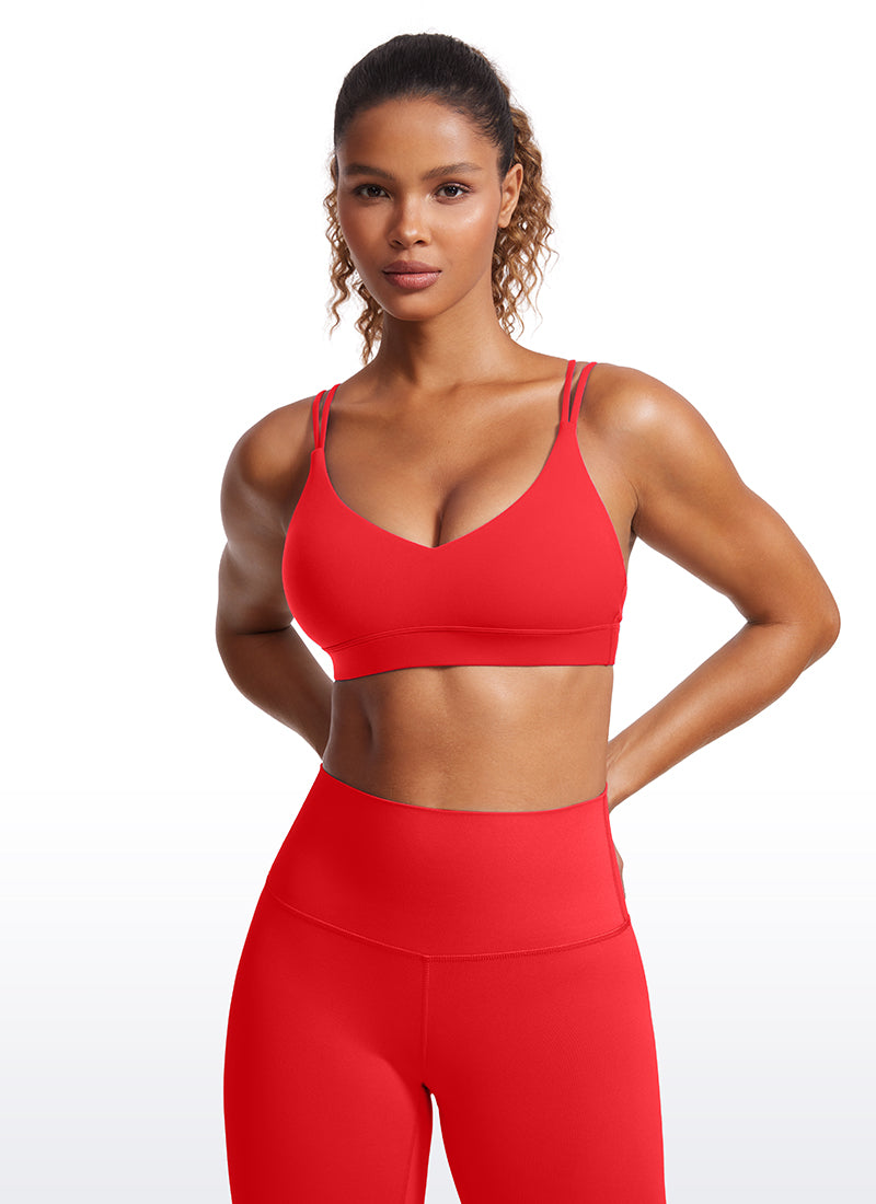 CRZ YOGA Sujetador de Yoga Butterluxe para Mujer de Soporte Ligero Rojo Profundo
