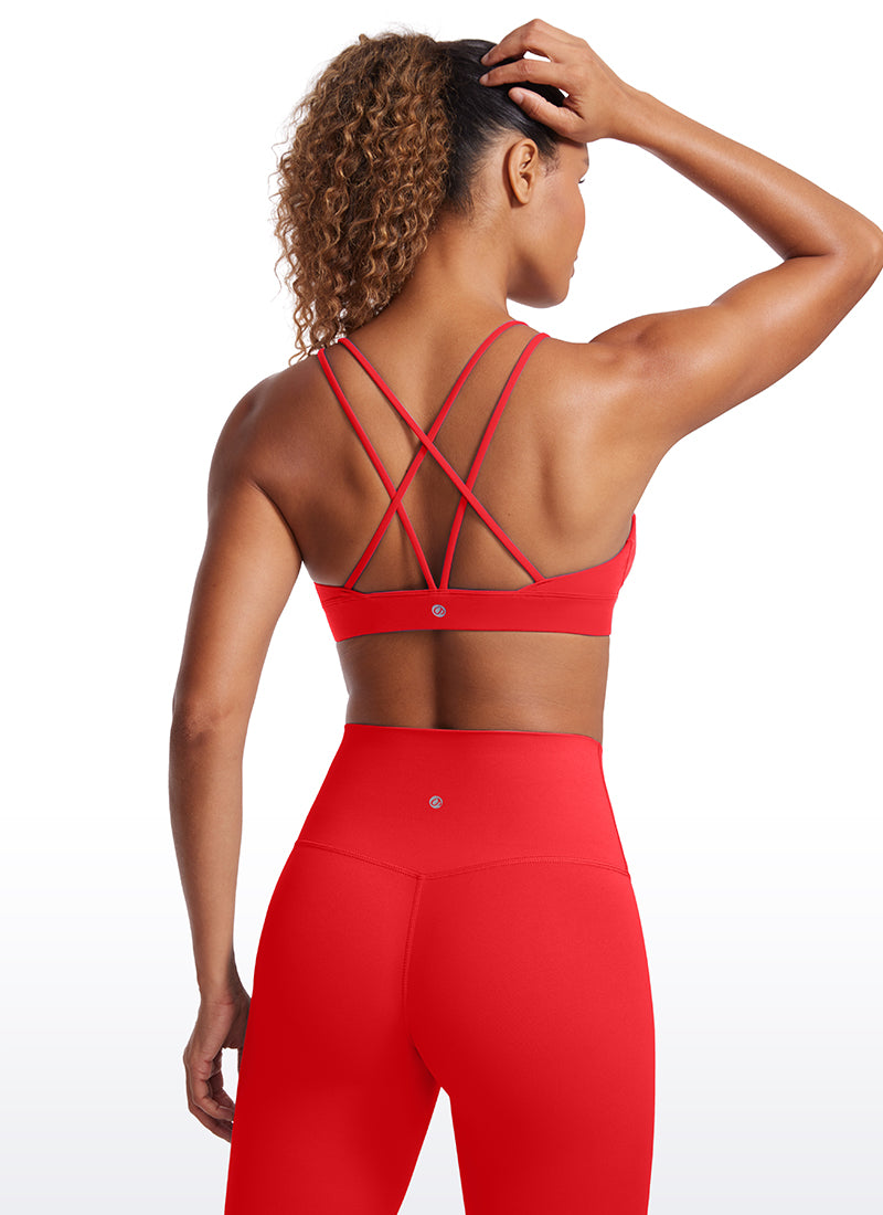 CRZ YOGA Sujetador de Yoga Butterluxe para Mujer de Soporte Ligero Rojo Profundo