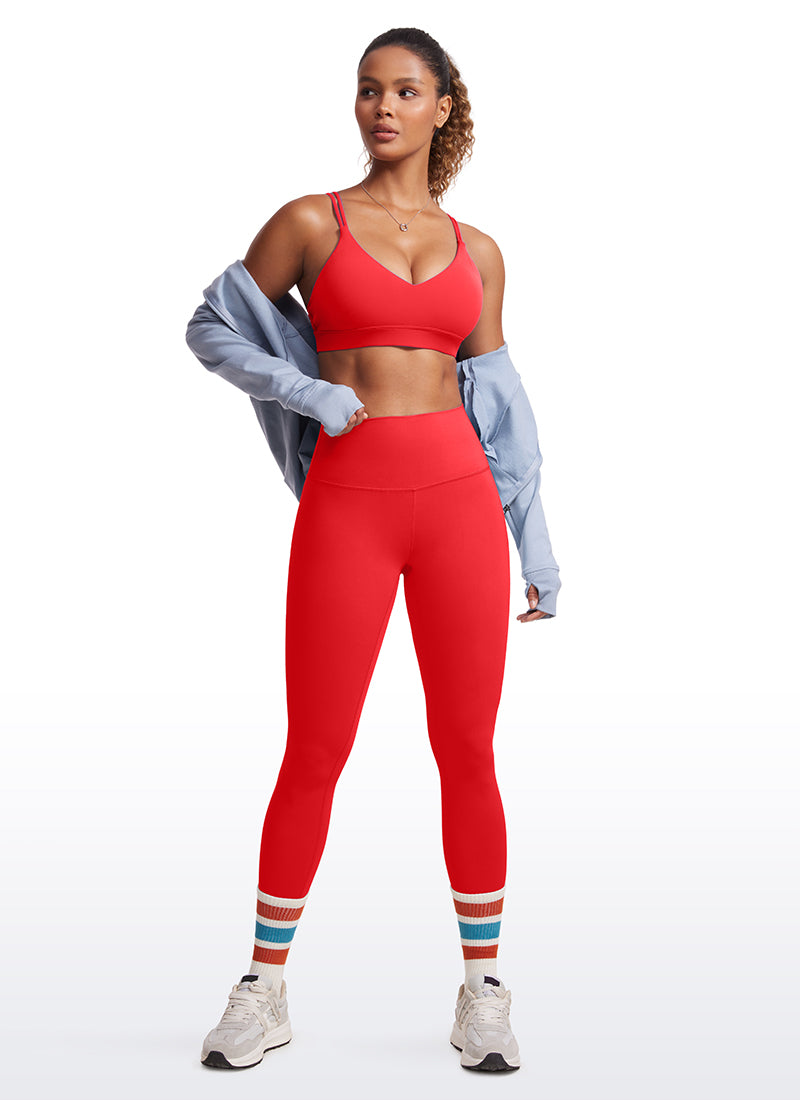 CRZ YOGA Sujetador de Yoga Butterluxe para Mujer de Soporte Ligero Rojo Profundo