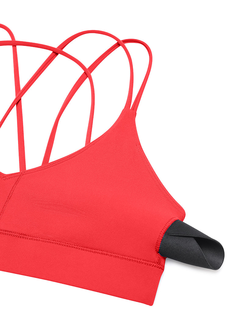 CRZ YOGA Sujetador de Yoga Butterluxe para Mujer de Soporte Ligero Rojo Profundo