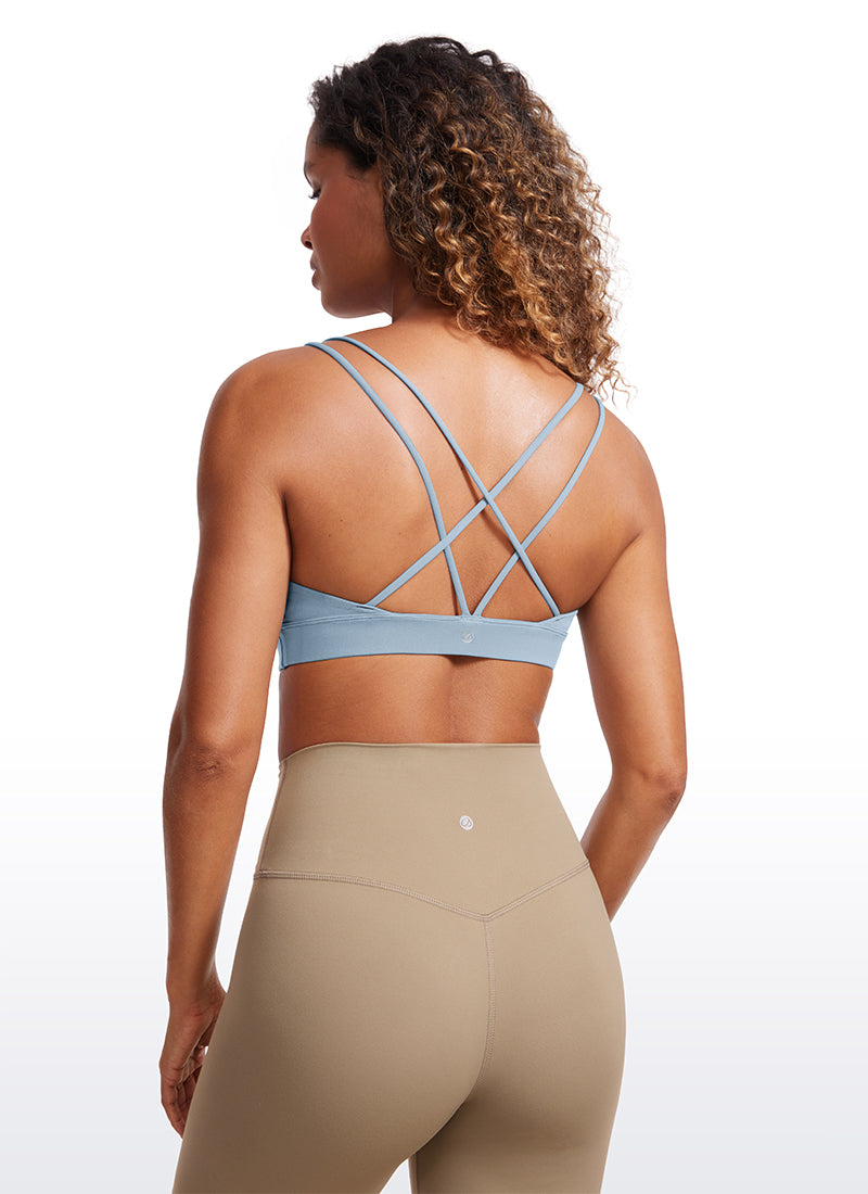 CRZ YOGA Sujetador de Yoga Butterluxe para Mujer de Soporte Ligero Batista Azul