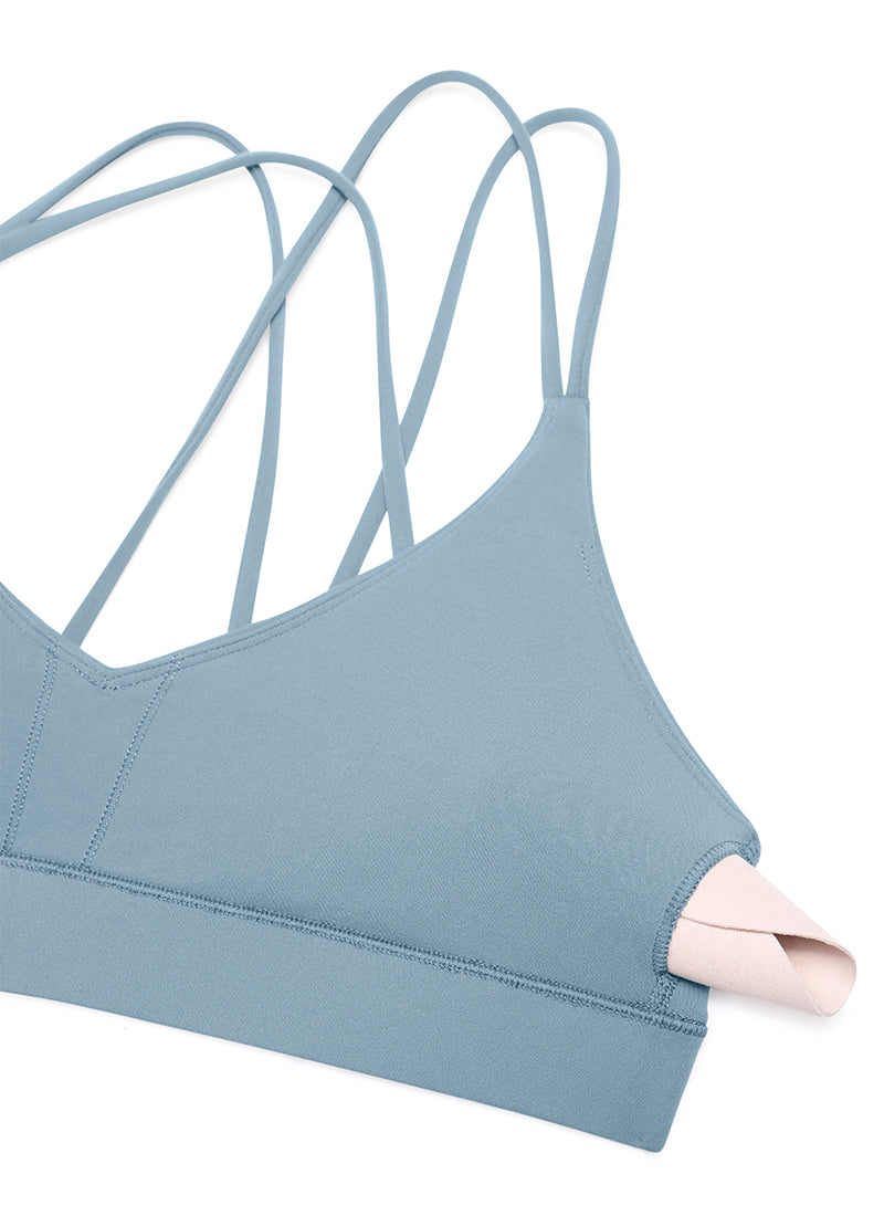 CRZ YOGA Sujetador de Yoga Butterluxe para Mujer de Soporte Ligero Batista Azul