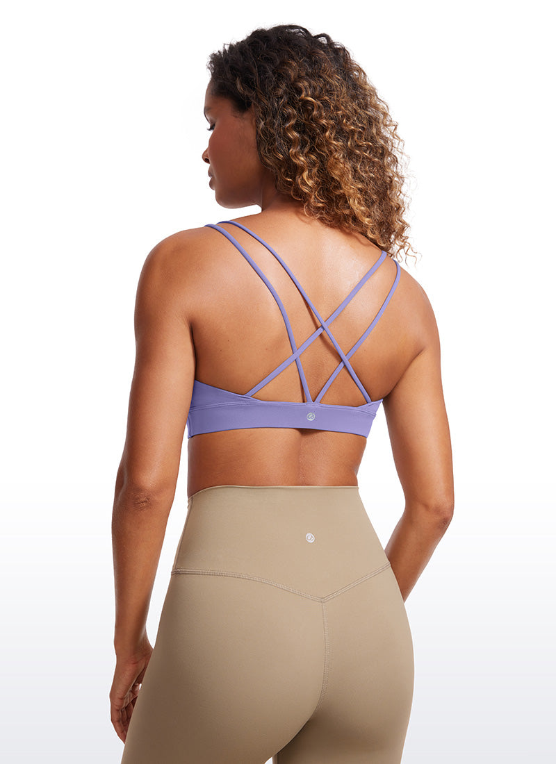 CRZ YOGA Sujetador de Yoga Butterluxe para Mujer de Soporte Ligero Lavanda Oscura Morada