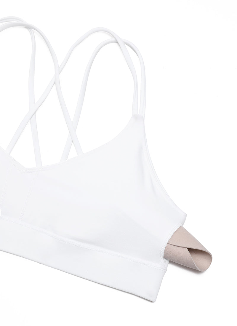 CRZ YOGA Sujetador de Yoga Butterluxe para Mujer de Soporte Ligero blanco