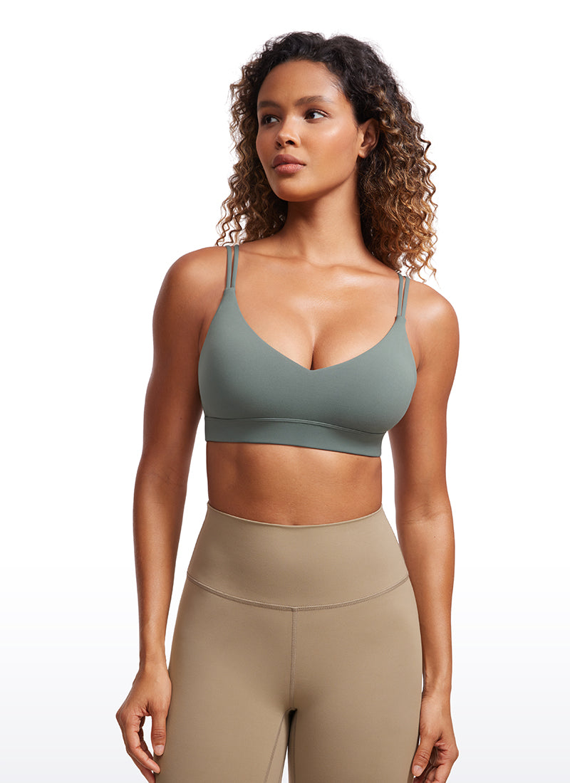 CRZ YOGA Sujetador de Yoga Butterluxe para Mujer de Soporte Ligero Salvia gris