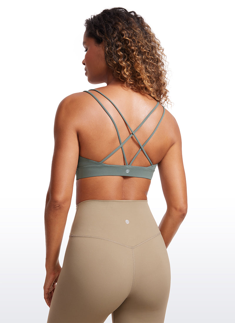 CRZ YOGA Sujetador de Yoga Butterluxe para Mujer de Soporte Ligero Salvia gris