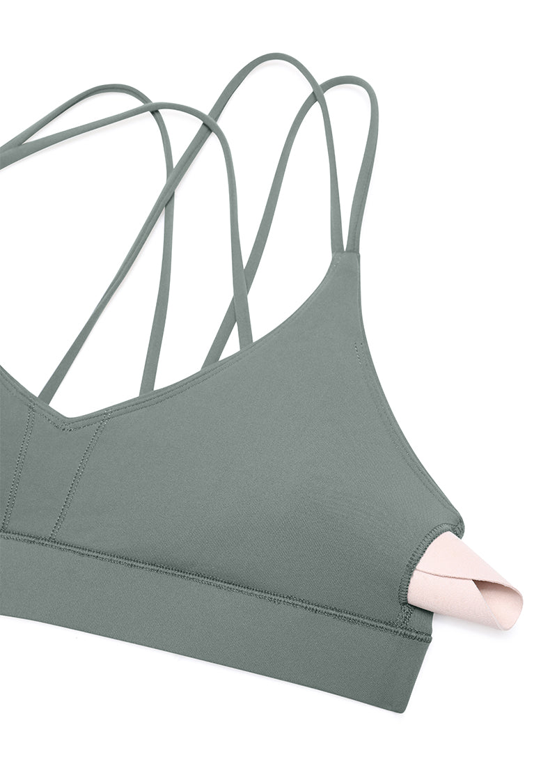 CRZ YOGA Sujetador de Yoga Butterluxe para Mujer de Soporte Ligero Salvia gris