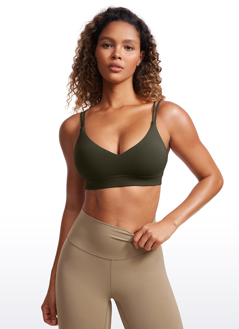CRZ YOGA Sujetador de Yoga Butterluxe para Mujer de Soporte Ligero Verde Oliva