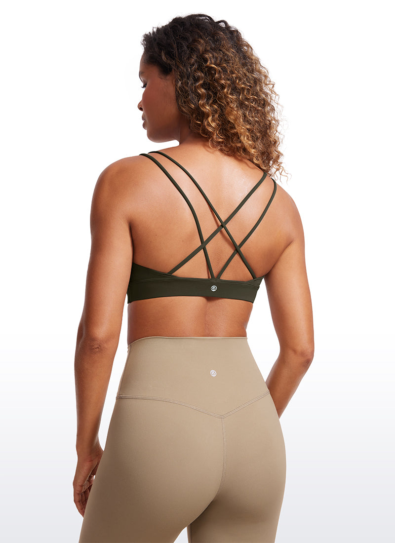 CRZ YOGA Sujetador de Yoga Butterluxe para Mujer de Soporte Ligero Verde Oliva