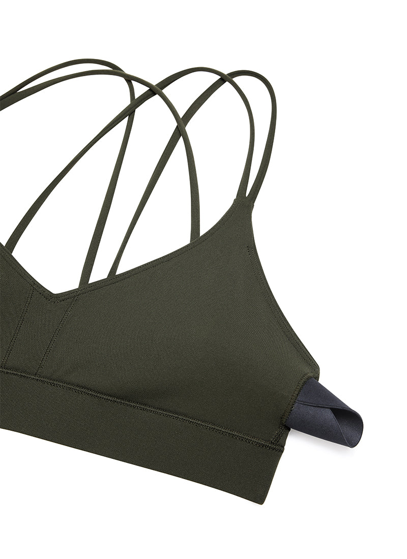 CRZ YOGA Sujetador de Yoga Butterluxe para Mujer de Soporte Ligero Verde Oliva