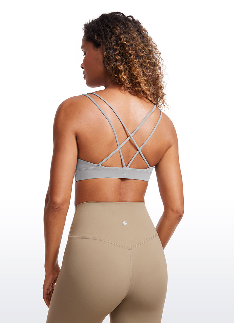 CRZ YOGA Sujetador de Yoga Butterluxe para Mujer de Soporte Ligero Gris Gaviota