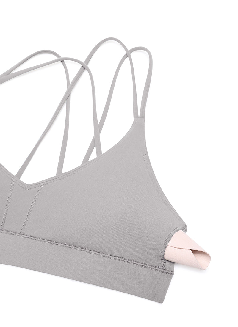 CRZ YOGA Sujetador de Yoga Butterluxe para Mujer de Soporte Ligero Gris Gaviota