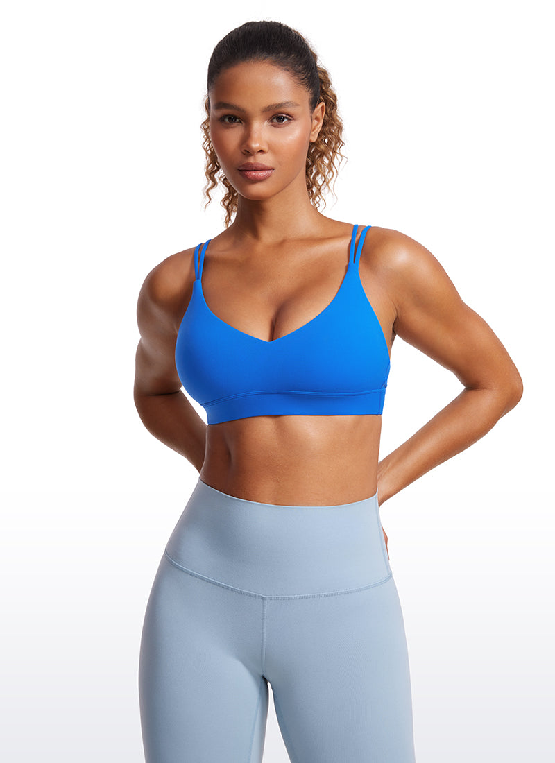 CRZ YOGA Sujetador de Yoga Butterluxe para Mujer de Soporte Ligero Azul Destello