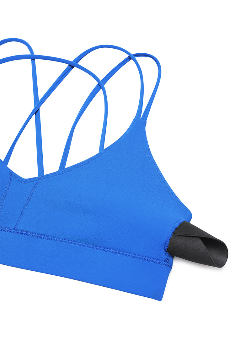 CRZ YOGA Sujetador de Yoga Butterluxe para Mujer de Soporte Ligero Azul Destello