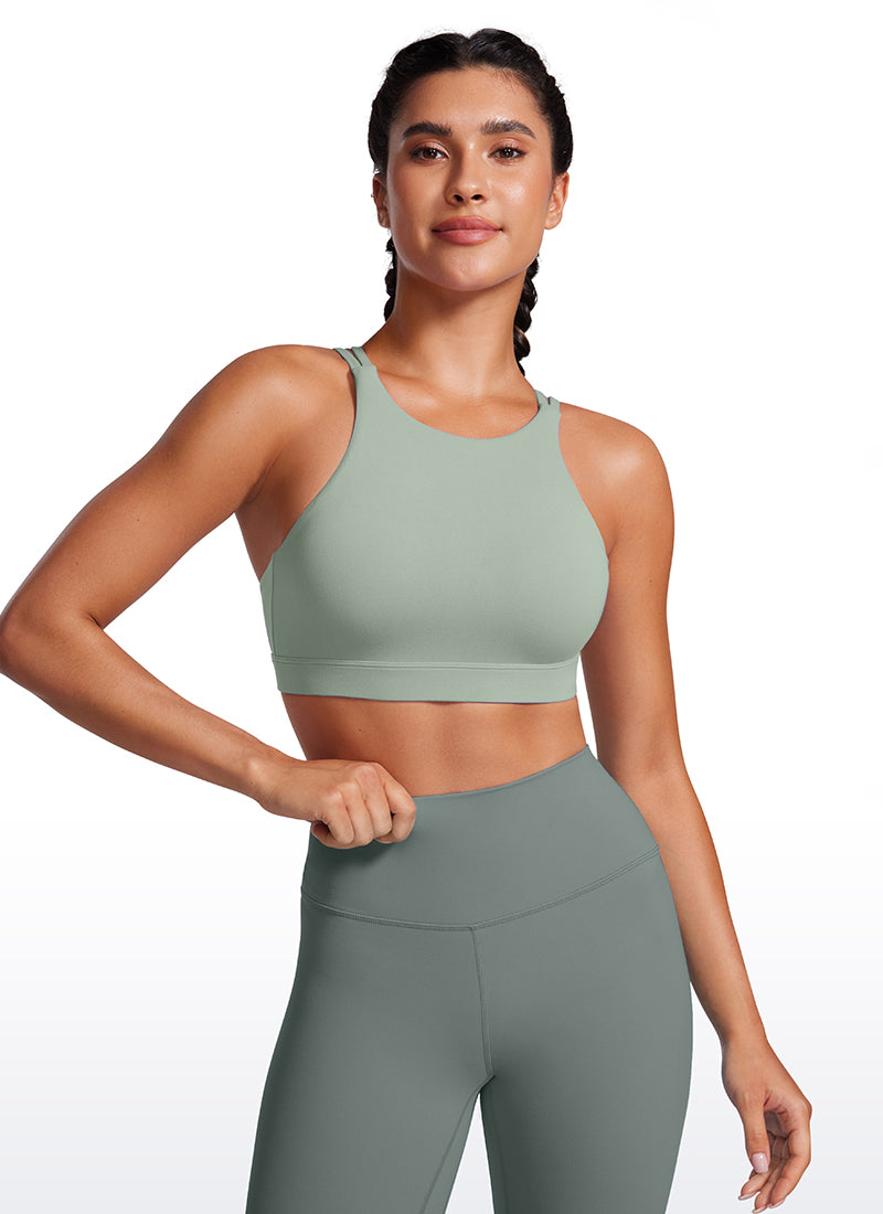 CRZ YOGA Butterluxe Sujetador Deportivo con Espalda cruzada para Mujer Tribunal de Green Palm