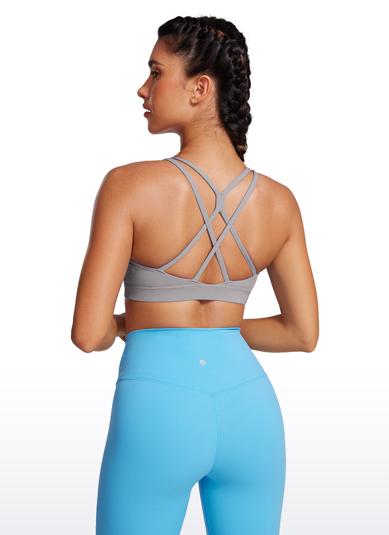 CRZ YOGA Butterluxe Sujetador Deportivo con Espalda cruzada para Mujer Gris Gaviota