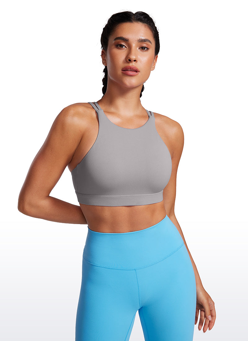 CRZ YOGA Butterluxe Sujetador Deportivo con Espalda cruzada para Mujer Gris Gaviota