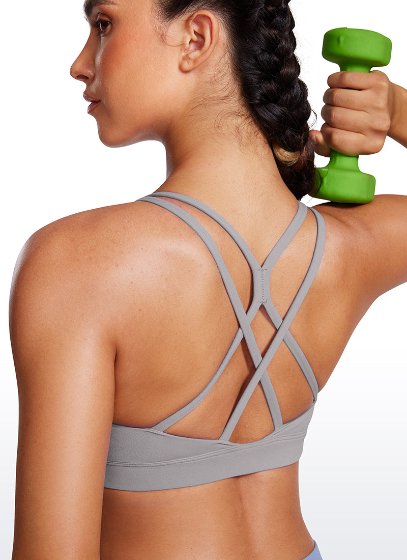CRZ YOGA Butterluxe Sujetador Deportivo con Espalda cruzada para Mujer Gris Gaviota