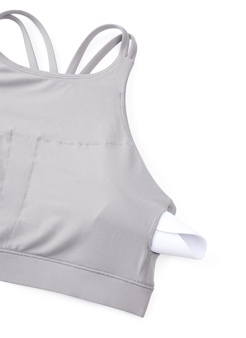 CRZ YOGA Butterluxe Sujetador Deportivo con Espalda cruzada para Mujer Gris Gaviota