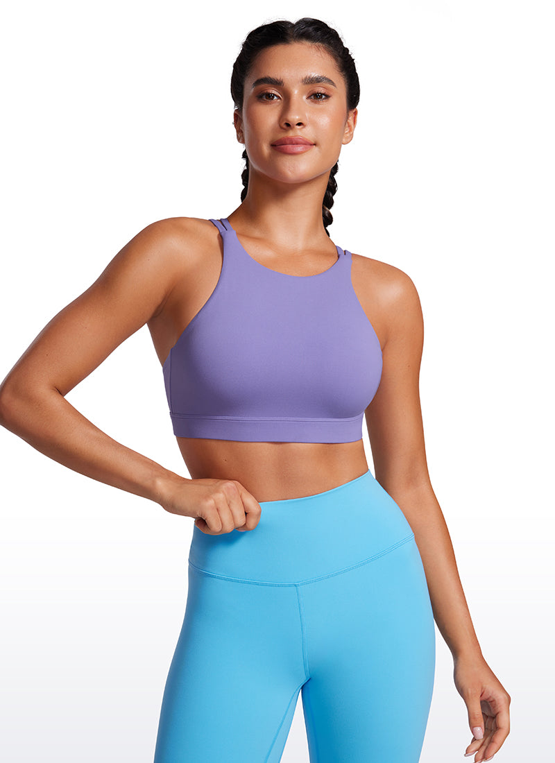 CRZ YOGA Butterluxe Sujetador Deportivo con Espalda cruzada para Mujer Lavanda Oscura Morada