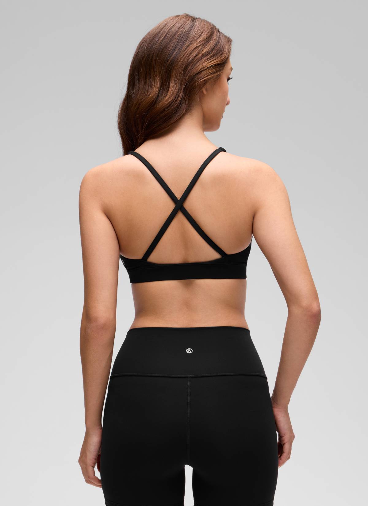 CRZ YOGA Sujetador Criss Cross con Tirantes Finos y Cuello en V Profundo Negro
