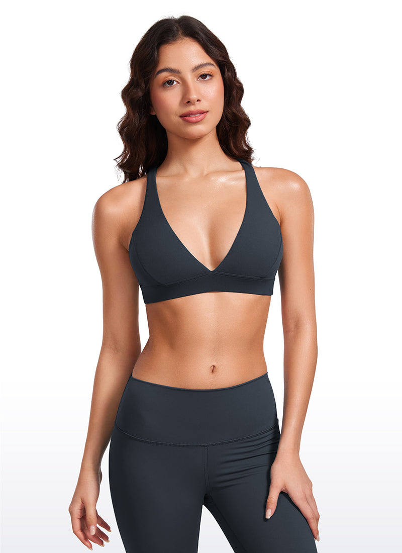 CRZ YOGA Sujetador Criss Cross con Tirantes Finos y Cuello en V Profundo True Navy