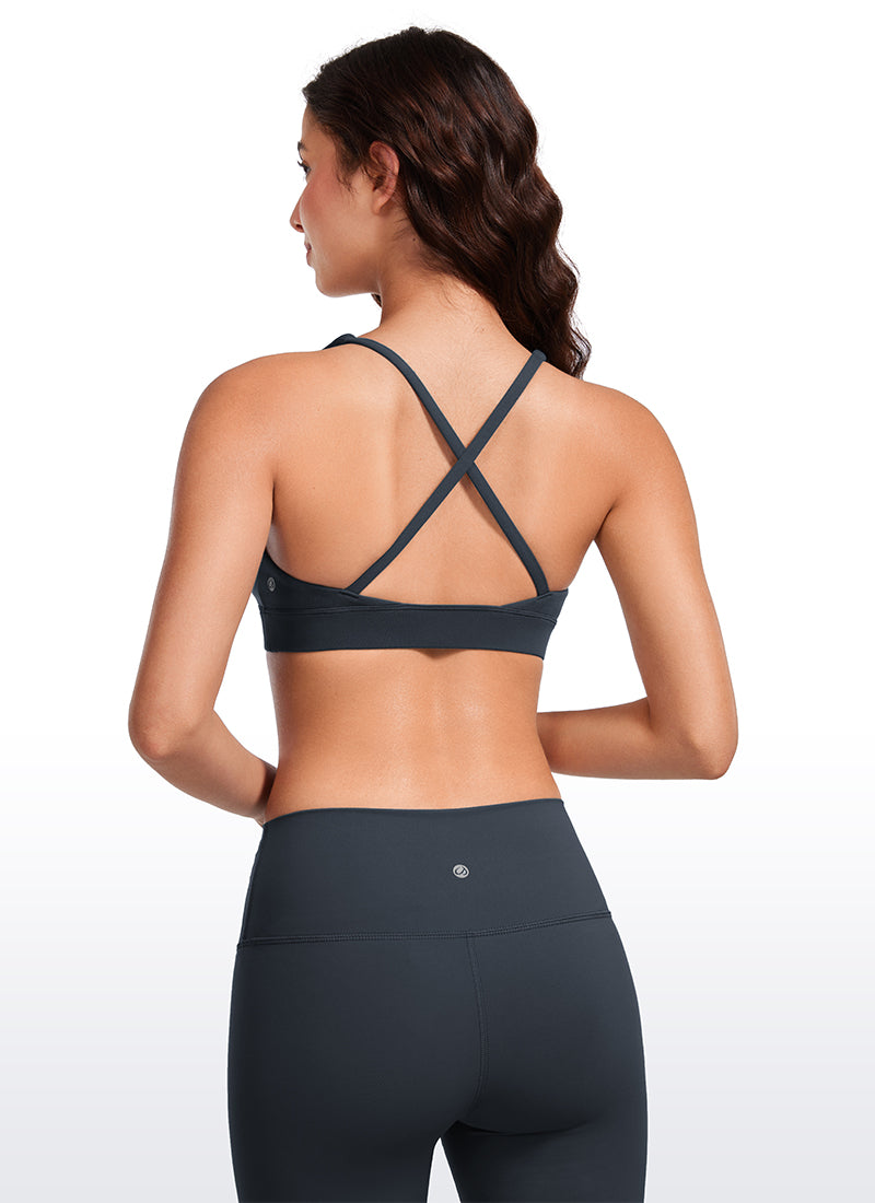 CRZ YOGA Sujetador Criss Cross con Tirantes Finos y Cuello en V Profundo True Navy